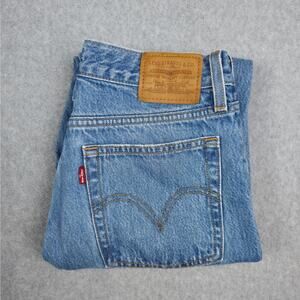 Levi's Premium Womens 27x27 Wedgie Button Fly Straight Ankle Jeans Raw Hem